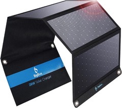 BigBlue 28W Solar Panel Charger with Dual USB-C and USB-A, Portable Solar Phone
