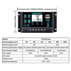 25 Watts Solar Panel Kit 100A 12V Battery Charger with Controller Caravan Boat