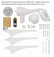 Pikasola Wind Turbine Power Generator 400W 24V – 3 Blade With Charge Controller
