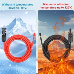 20FT 10AWG Solar Extension Cable – Waterproof Connectors & Adaptor Kit for RV, H