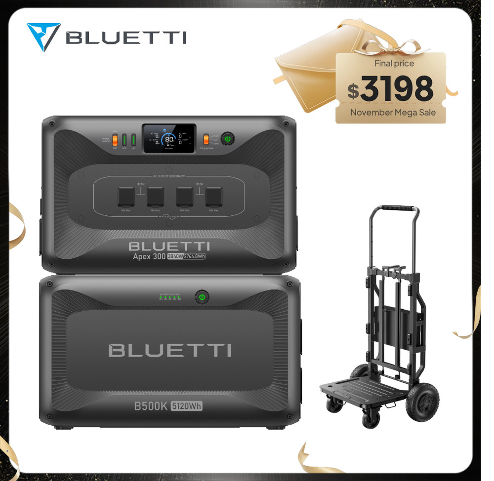 BLUETTI Apex 300+B500K+Foldable Trolley 3840W 7884.8Wh Power Station for Backup