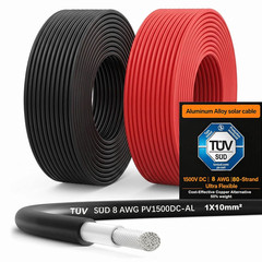 10 awg Solar Wire Pair 1500v Aluminum Alloy PV Cable Red Black XLPO