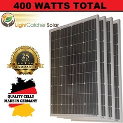 (4pcs) 100W Watts 100 Watt Solar Panels Mono German 12 Volt 12V RV Boat Off Grid