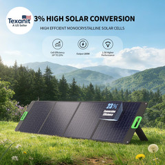 200W Portable Solar Panel for Power Station, Foldable Solar Charger W/ 4 Kicksta