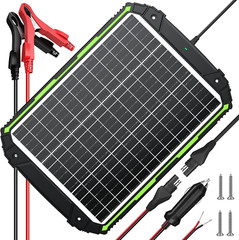 25W 12V Solar Powered Battery Charger & Maintainer, Built-In Smart MPPT Charge C