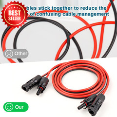 10 AWG Solar Extension Cable 25ft Tinned Copper Wire RV Boat Panel US