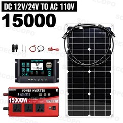 15000W Peak Solar System Kit Flexible Panel 100A Controller 12V/24V To 110V 220V