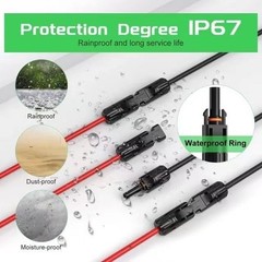 2pcs 10FT 10AWG Solar Extension Cable with Female and Male Connector，with Ext…