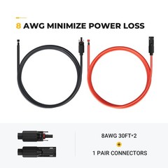 30FT 8AWG Solar Extension Cable Kit with Male & Female Connectors, Adaptor Tool