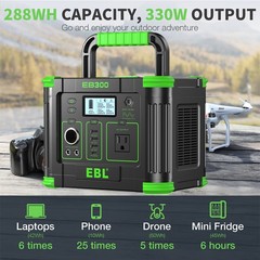 EBL 330W/288Wh LiFePO4 Lithium Battery Portable Power Station Power Sup⁣ply NEW