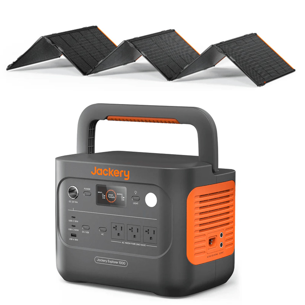 Jackery E1000v2 1070Wh Power Station + 500W Solar Panel SolarSaga 85 x 6