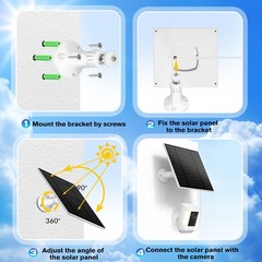 2X Solar Panel IP65 Weatherproof for 5W 5V Output​ Outdoor Security Camera White