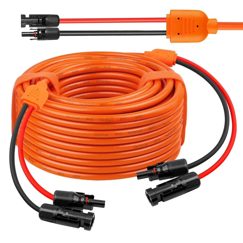 50FT Solar Panel Extension Cable – 10AWG/14AWG Waterproof Wire for RV, Boat, Hom