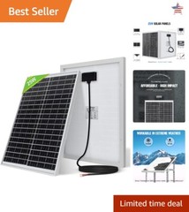 25W 12V Monocrystalline Solar Panel – Waterproof for RV, Boat, Trailer, ATV