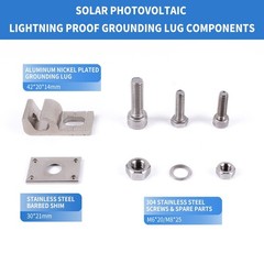 8Sets Solar Panel Photovoltaic Bolt-On Coupling Earthing Ground Lug Cable Clamp