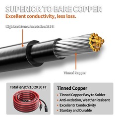 10AWG Solar Extension Cable Tinned Copper UV Waterproof Male Female Connectors 2