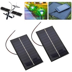 2pcs Solar Panel with Cable 1W 6V Polycrystalline Silicon Solar Charging Panel