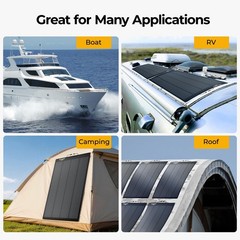 BougeRV Arch 200W 12V Fiberglass Flexible Solar Panel for Home Boat RV Camping