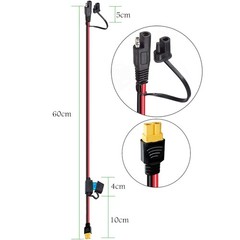 10AWG SAE to XT60 Extension Cable 2FT, 15A Fuse, Solar Panel Adapter for Power S