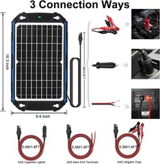 12W Waterproof 12V Solar Battery Charger with MPPT Technology for All Vehicles