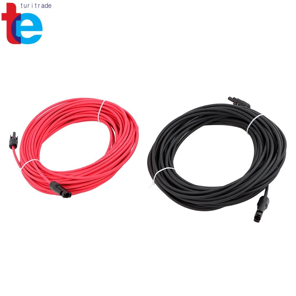 Solar Panel Extension Cable 4mm² 20M Red+Black w/M4 Plug for Outdoor Power Syste