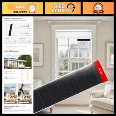 3.4W 6V Solar Panel Charger for Motorized Blinds, USB-C Connector, Lithium Batte