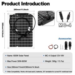 10000W High-Efficiency Solar Kit Flexible Panel 100A Controller 12V to 110V 220V
