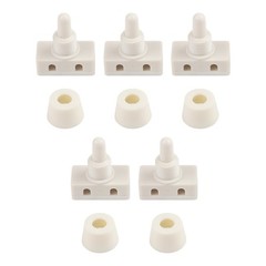 Plastic Push Button Switch White 2A 250V Self Locking for Lighting 5 Pieces