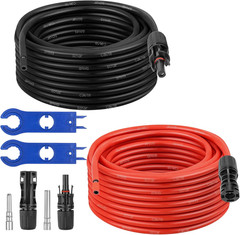Solar Extension Cable 8AWG, 30FT Red & Black Solar Panel Wire