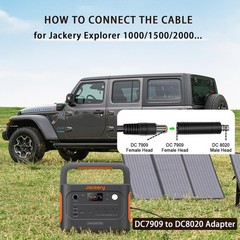 16.4FT Solar Panel Adapter Cable MC-4 to DC 8mm for Power Stations 12AWG