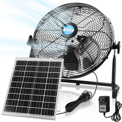 14 Inch Solar Panel Powered Fan, 2 in 1 Solar Panel or AC Charger Powered Fan 12