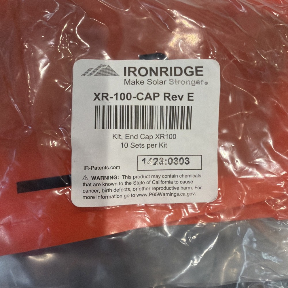 IronRidge XR‑100‑CAP End Caps – Rev E – Set of 20 Left/Right Pairs