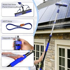 Solar Panel Cleaning Brush Kit 20-In Water Fed 24FT Pole 40FT Hose Squeegee