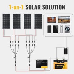 Extra Long Solar Panel Y Branch Connectors 1 to 4 Parallel Cable Wire Kit