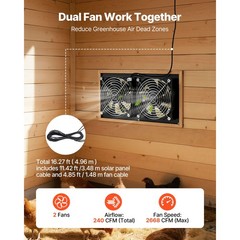 15W Solar-Powered Dual-Fan Ventilator, Adjustable Panel, 240 CFM, IP65