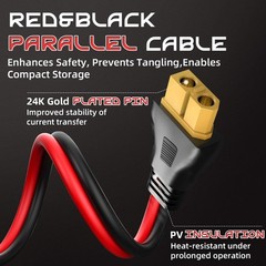 10FT 10AWG XT60 Solar Charging Cable, GIBBAB Solar Panel Connector to XT60 Ex…