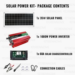 Grennova 1000W Solar Kit 35W Panel 60A MPPT RV Home Cabin Backup Power