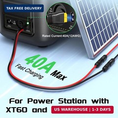 Bateria Power Solar Panel Cable for Ecoflow Anker SOLIX 12AWG 10FT/3M XT60 Solar