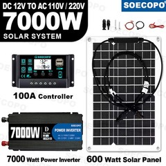 SOECOPO 7000W Peak Solar System Flexible Panel 100A Controller 12V To 110/220V