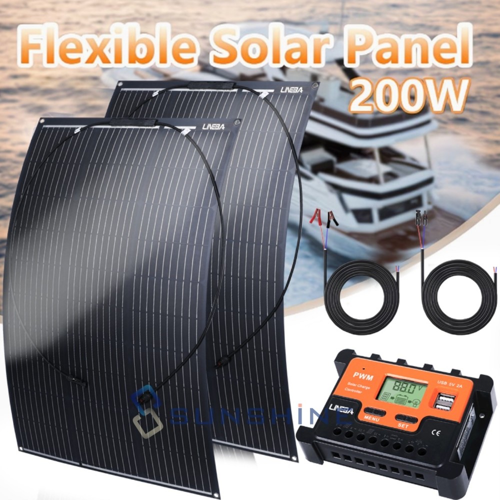 Flexible 200W Watt Solar Panel N-Type Mono 18V 18BB Home RV Camping PV Off Grid