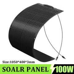 100Watt Solar Panel Flexible Portable Waterproof Modul for RV Boat Camping Black