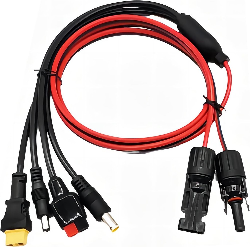 4-in-1 Solar Extension Cable XT60 Female to Solar Panel Connector Adapter