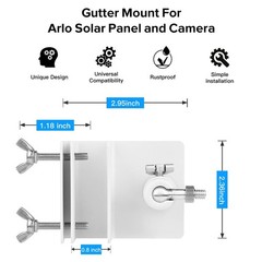 2Pack Gutter Mount Compatible with Arlo Essential Solar Panel, Arlo Pro 5S/Pro