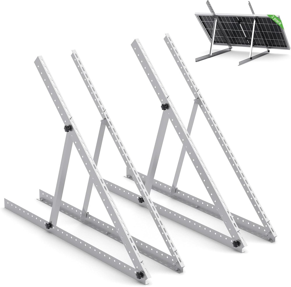 41in Adjustable Solar Panel Tilt Mount Brackets, Aluminum, 2-Set Foldable