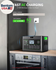 Portable Power Station 2400W Solar Generator, 1843Wh UPS Home Battery Backup, Li