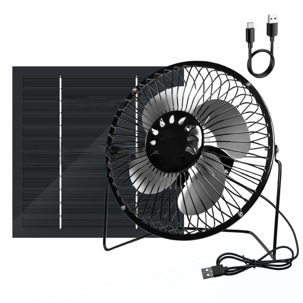 Solar Powered 10W Portable Fan 8 Inch with Power Bank for Outdoor Activities