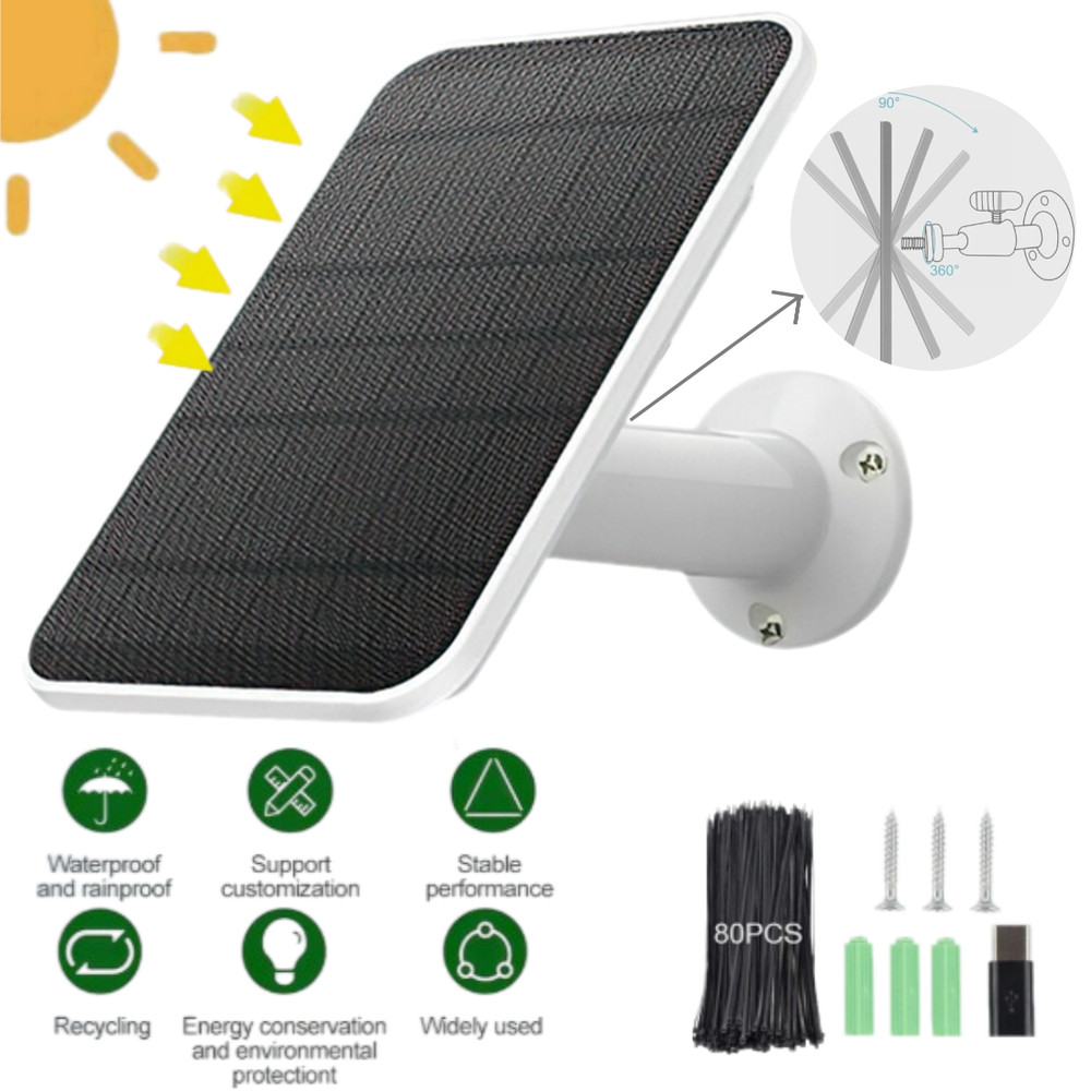 Solar Panel for Arlo Essential Spotlight EufyCam Security Camera Micro USB TypeC