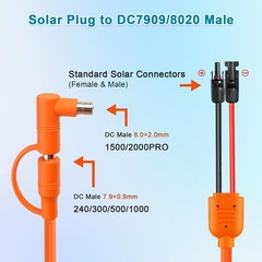6FT Solar Panel DC 8mm Adapter Cable, Tinned Copper Wire, Compatible with Power