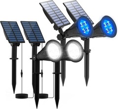 T SUNUS Solar Landscape Spotlights Blue White 6000K Solar Powered Spot Wall