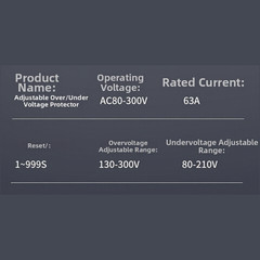 PA66 Overvoltage Protector AC 80-300V 63A for Shutter and Heating Systems